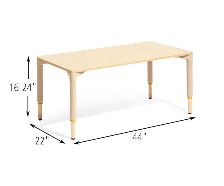 Dimensions of A915 Rectangular Multitable 22 x 44