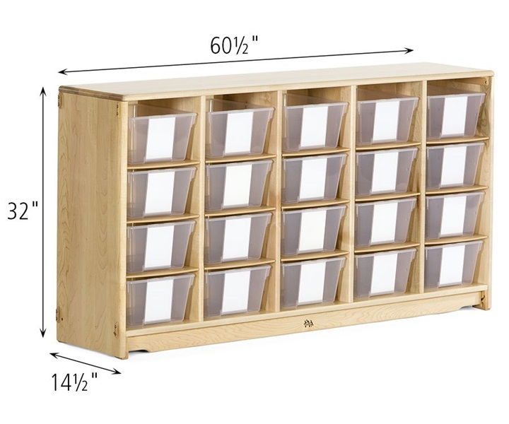 Dimensions of F588 Tote Shelf 5 x 32 with F891 Deep Tote, Clear