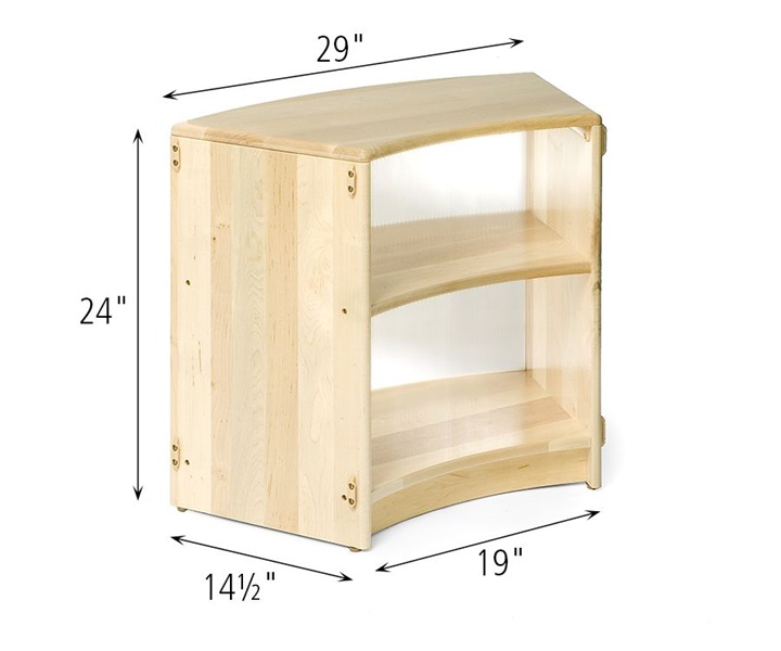 Dimensions of F628 Translucent Back Inside Sweep Shelf 24