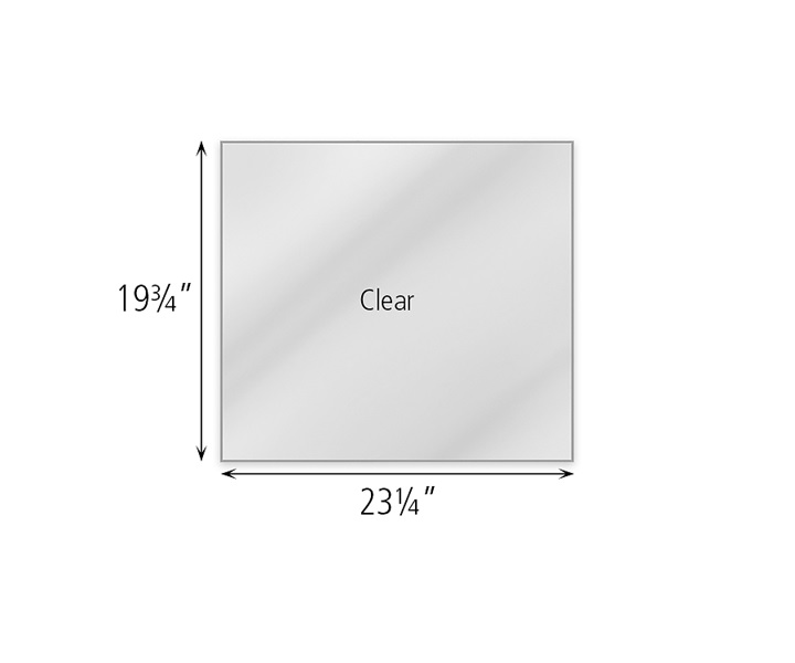 Dimensions of F851 Clear Cover for  2 x 24 Shelf