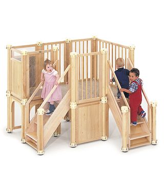 children playing on a loft