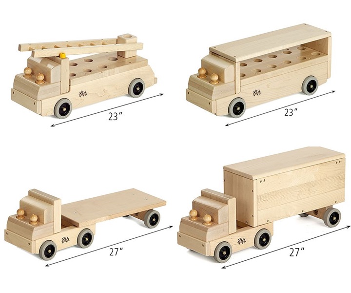 Dimensions of T114 Set of Four Big Trucks