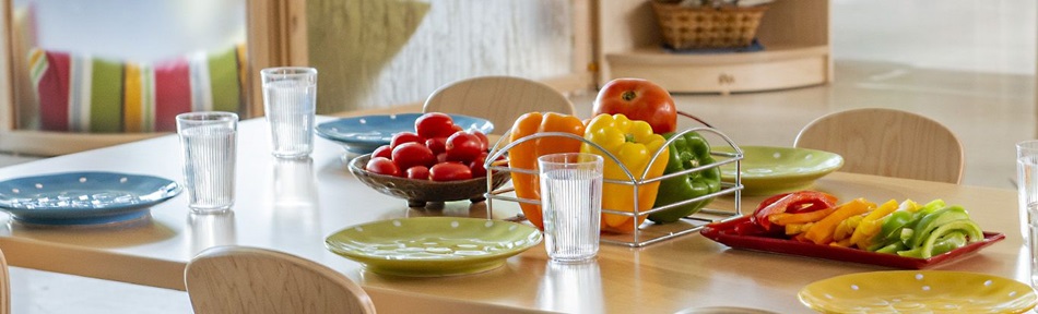 vegetables on a set table